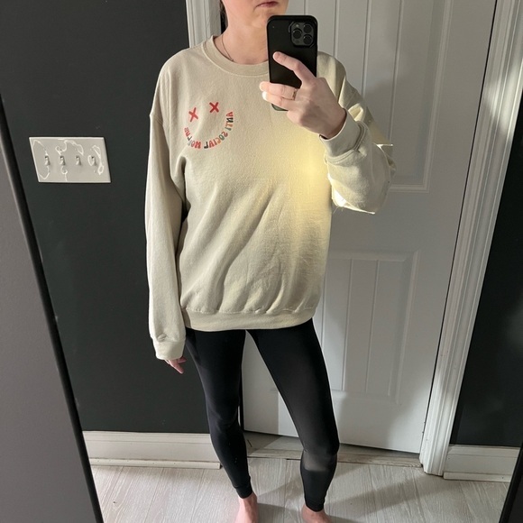 Beige Anti Social Mom's Club Crewneck Sweatshirt - Picture 4 of 5